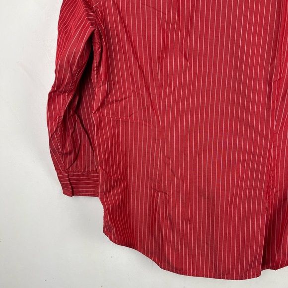 Lauren Ralph Lauren Red Striped Button Down Shirt Split Sleeves Collared Medium - Picture 7 of 8